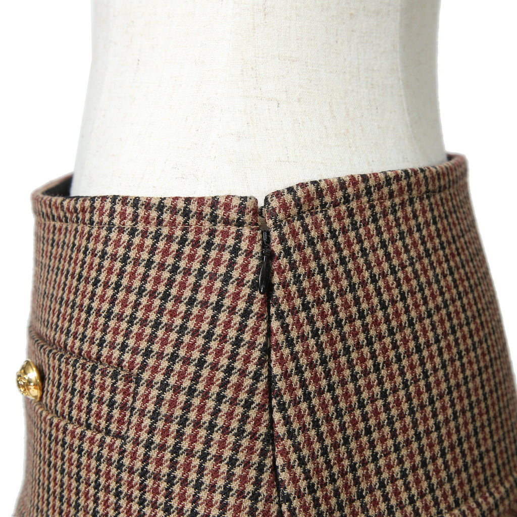 CELINE セリーヌ / 20AW 極美品 千鳥格子(ダブルハンドトゥース) チェルシージャケット フリルスカート / セットアップ / コットンxウール / 2V77R064V 28BZ / 2J677064V 28BZ / size 38 (BROWN)