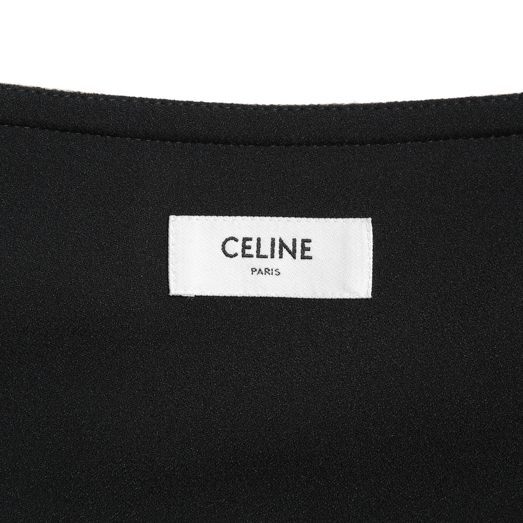 CELINE セリーヌ / 20AW 極美品 千鳥格子(ダブルハンドトゥース) チェルシージャケット フリルスカート / セットアップ / コットンxウール / 2V77R064V 28BZ / 2J677064V 28BZ / size 38 (BROWN)