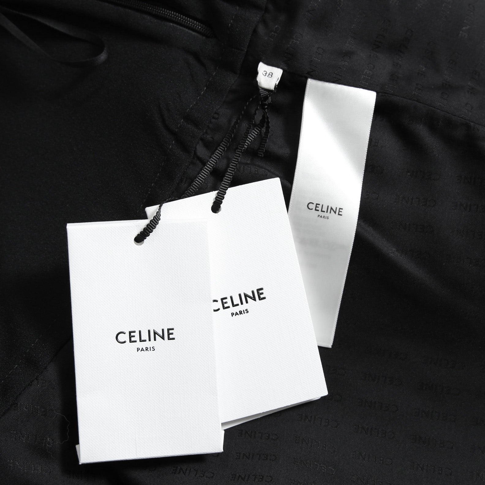 CELINE セリーヌ / 20AW 極美品 千鳥格子(ダブルハンドトゥース) チェルシージャケット フリルスカート / セットアップ / コットンxウール / 2V77R064V 28BZ / 2J677064V 28BZ / size 38 (BROWN)