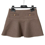 CELINE セリーヌ / 20AW 極美品 千鳥格子(ダブルハンドトゥース) チェルシージャケット フリルスカート / セットアップ / コットンxウール / 2V77R064V 28BZ / 2J677064V 28BZ / size 38 (BROWN)