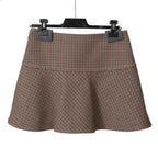 CELINE セリーヌ / 20AW 極美品 千鳥格子(ダブルハンドトゥース) チェルシージャケット フリルスカート / セットアップ / コットンxウール / 2V77R064V 28BZ / 2J677064V 28BZ / size 38 (BROWN)