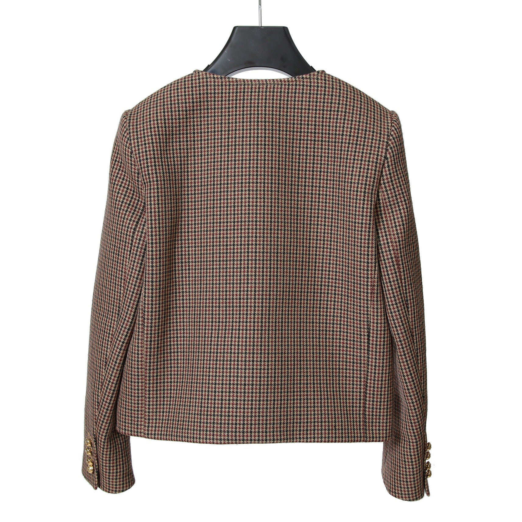 CELINE セリーヌ / 20AW 極美品 千鳥格子(ダブルハンドトゥース) チェルシージャケット フリルスカート / セットアップ / コットンxウール / 2V77R064V 28BZ / 2J677064V 28BZ / size 38 (BROWN)