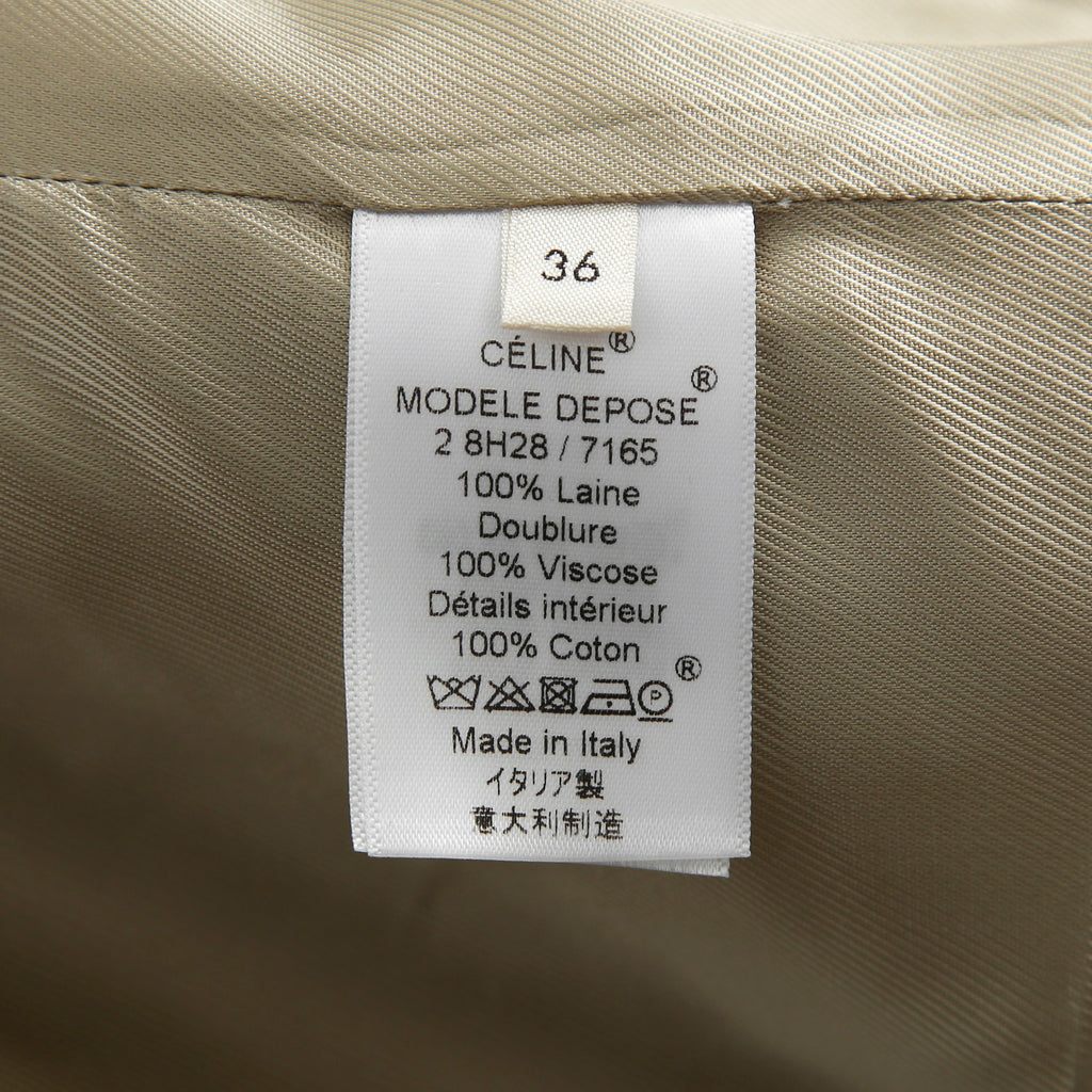 CELINE セリーヌ / フィービー期  / クロンビーコート / ウール  メルトン / 2 8H28 / 7165 / size 36 (セージベージュ)