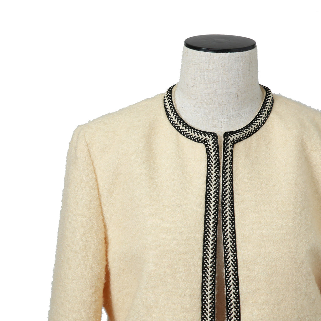 CELINE セリーヌ / 23AW 超美品 エディ期 ウールツイード / CHASSEUR JACKET / シャスール ジャケット / 国内正規品 2V890333J.01VA / size 36 (VANILLA)