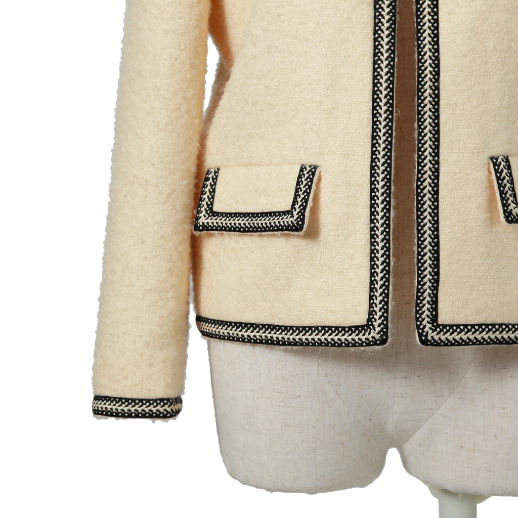 CELINE セリーヌ / 23AW 超美品 エディ期 ウールツイード / CHASSEUR JACKET / シャスール ジャケット / 国内正規品 2V890333J.01VA / size 36 (VANILLA)