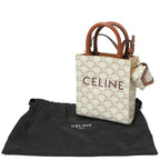 CELINE セリーヌ / ミニ バーティカル カバ / トリオンフ キャンバス カーフレザー  / 2WAYバッグ / エアポッズケース / トート ショルダーバッグ / WHITE