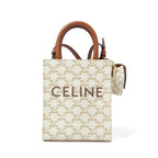 CELINE セリーヌ / ミニ バーティカル カバ / トリオンフ キャンバス カーフレザー  / 2WAYバッグ / エアポッズケース / トート ショルダーバッグ / WHITE