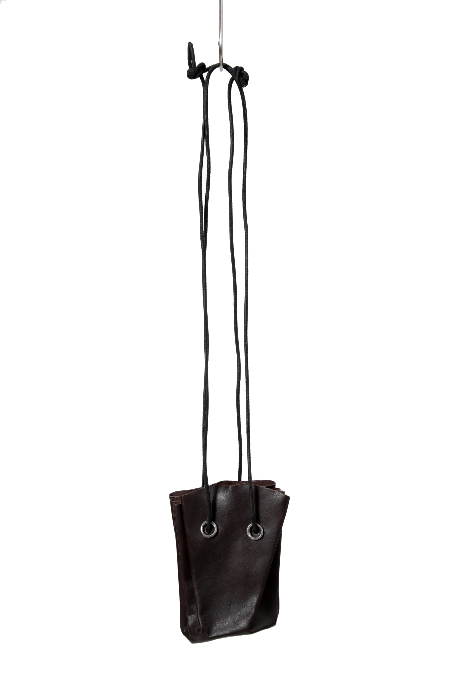 新品 TAGLIOVIVO タリオヴィヴォ / HUES限定 カーフレザー ミニ巾着 / BROWN
