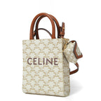 CELINE セリーヌ / ミニ バーティカル カバ / トリオンフ キャンバス カーフレザー  / 2WAYバッグ / エアポッズケース / トート ショルダーバッグ / WHITE