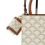CELINE セリーヌ / ミニ バーティカル カバ / トリオンフ キャンバス カーフレザー  / 2WAYバッグ / エアポッズケース / トート ショルダーバッグ / WHITE