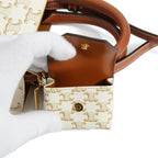 CELINE セリーヌ / ミニ バーティカル カバ / トリオンフ キャンバス カーフレザー  / 2WAYバッグ / エアポッズケース / トート ショルダーバッグ / WHITE