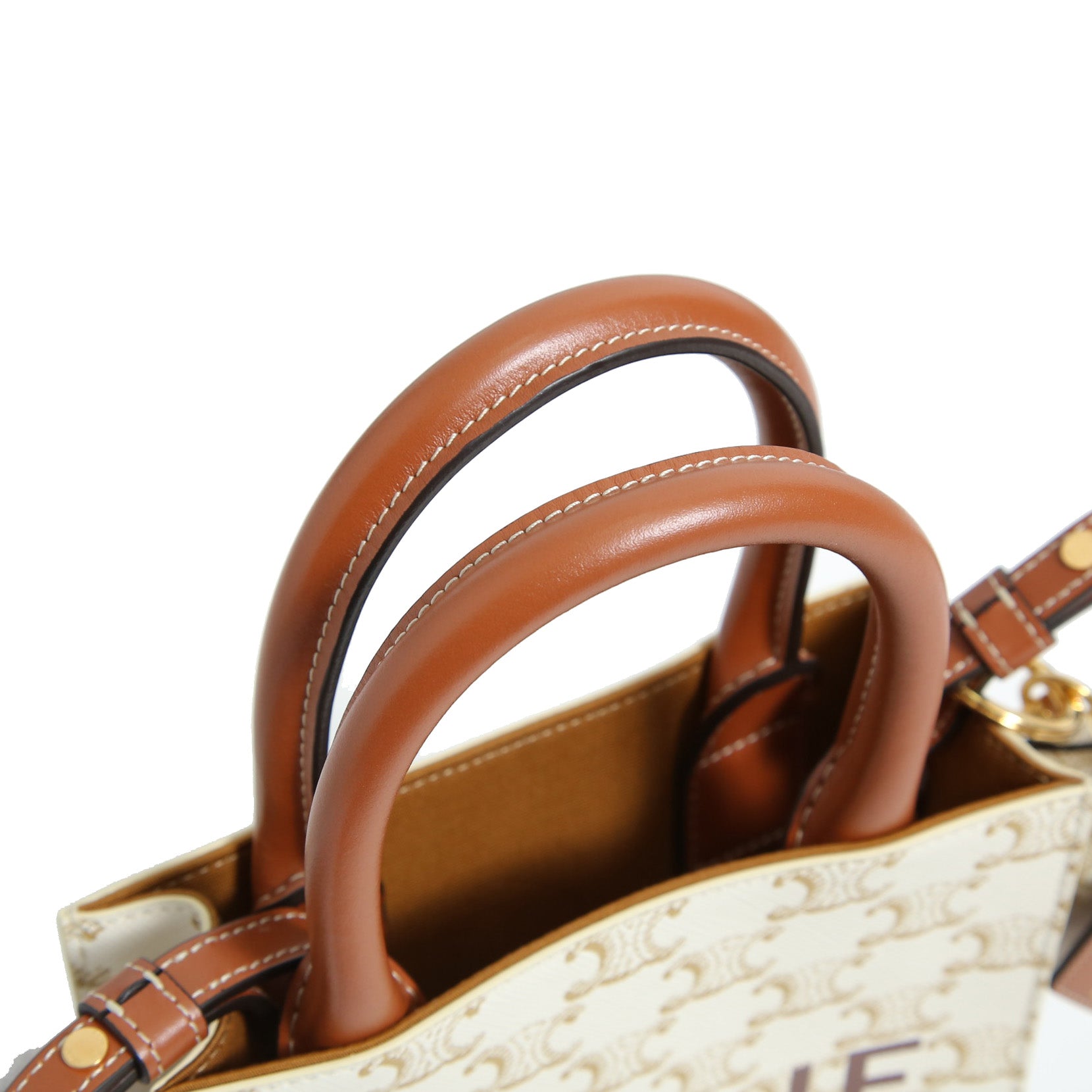 CELINE セリーヌ / ミニ バーティカル カバ / トリオンフ キャンバス カーフレザー  / 2WAYバッグ / エアポッズケース / トート ショルダーバッグ / WHITE