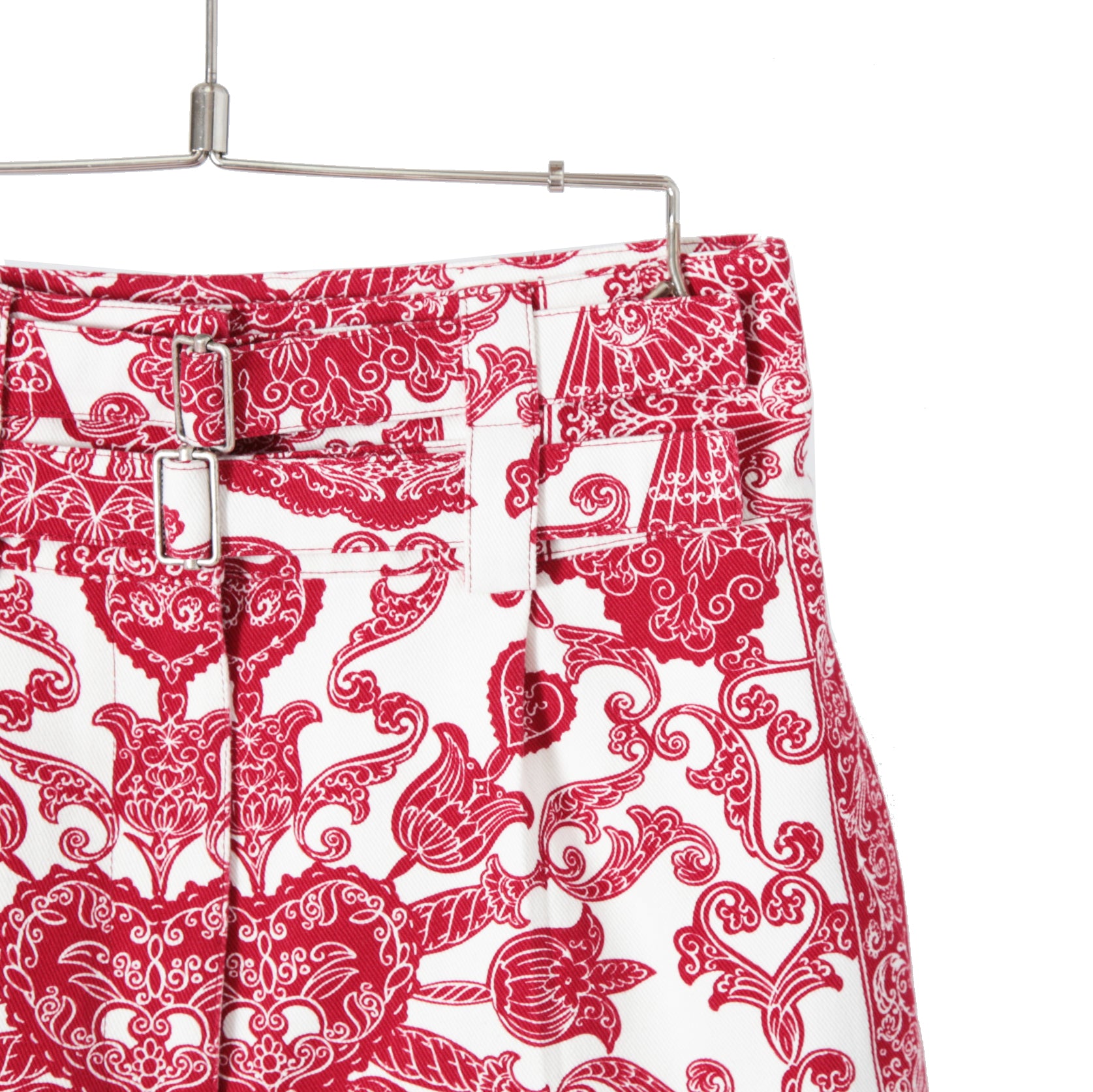 美品 DIOR クリスチャンディオール 22AW CHEZ MOI シェモア バンダナ柄 コットン ショート パンツ size 38(M) レッド ホワイト 317P52A3461