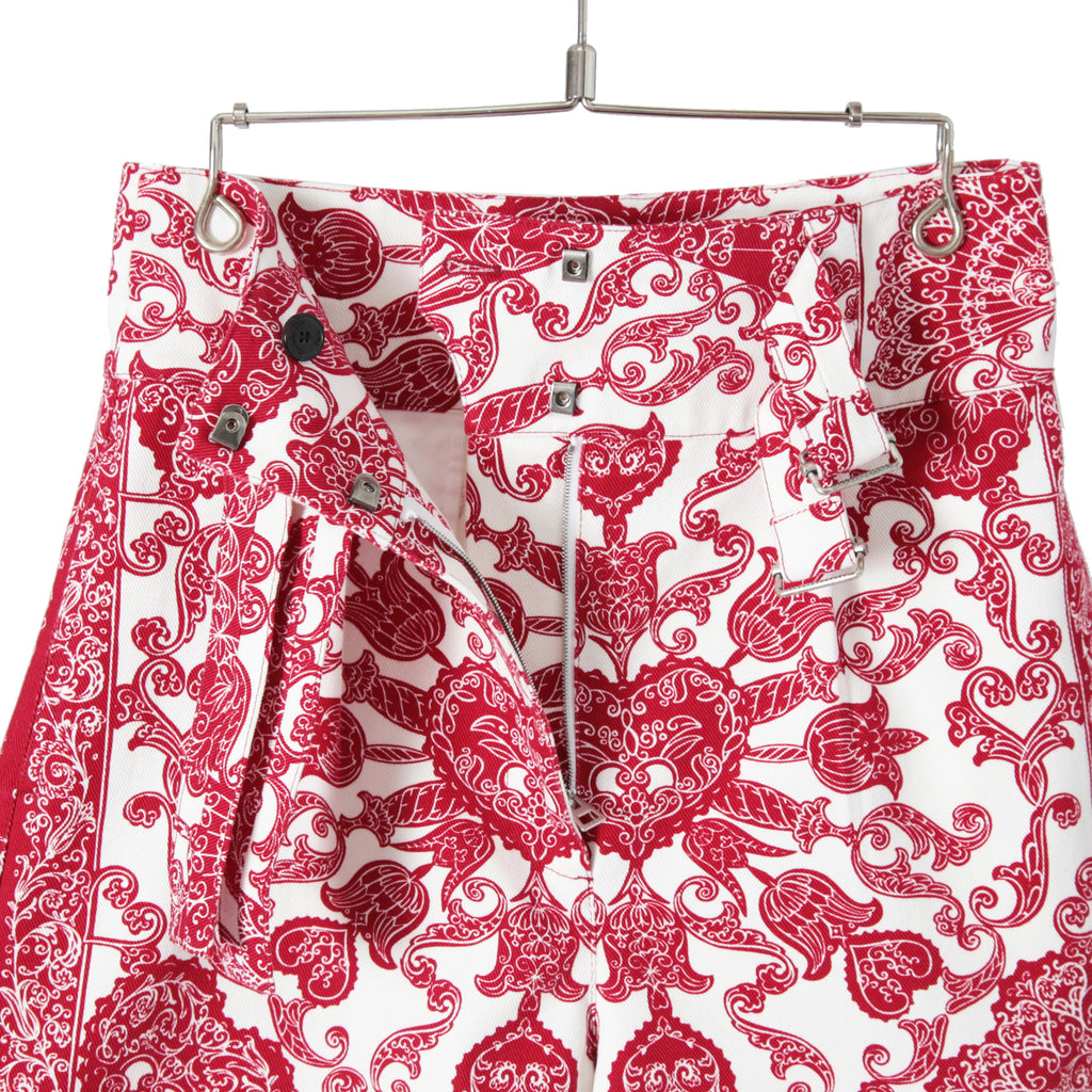 美品 DIOR クリスチャンディオール 22AW CHEZ MOI シェモア バンダナ柄 コットン ショート パンツ size 38(M) レッド ホワイト 317P52A3461