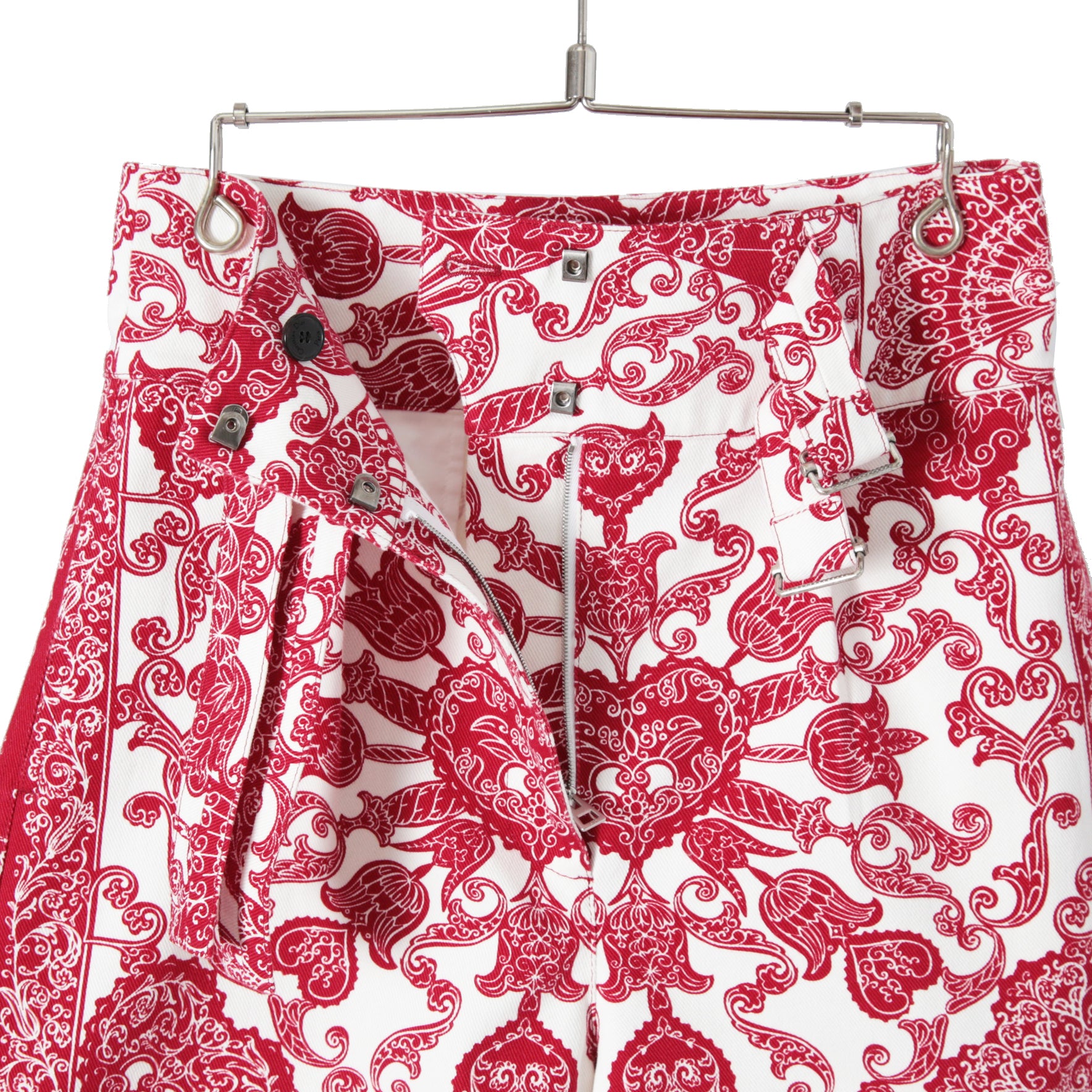 美品 DIOR クリスチャンディオール 22AW CHEZ MOI シェモア バンダナ柄 コットン ショート パンツ size 38(M) レッド ホワイト 317P52A3461