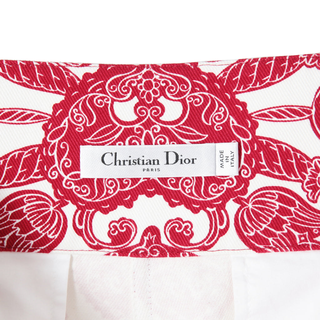 美品 DIOR クリスチャンディオール 22AW CHEZ MOI シェモア バンダナ柄 コットン ショート パンツ size 38(M) レッド ホワイト 317P52A3461