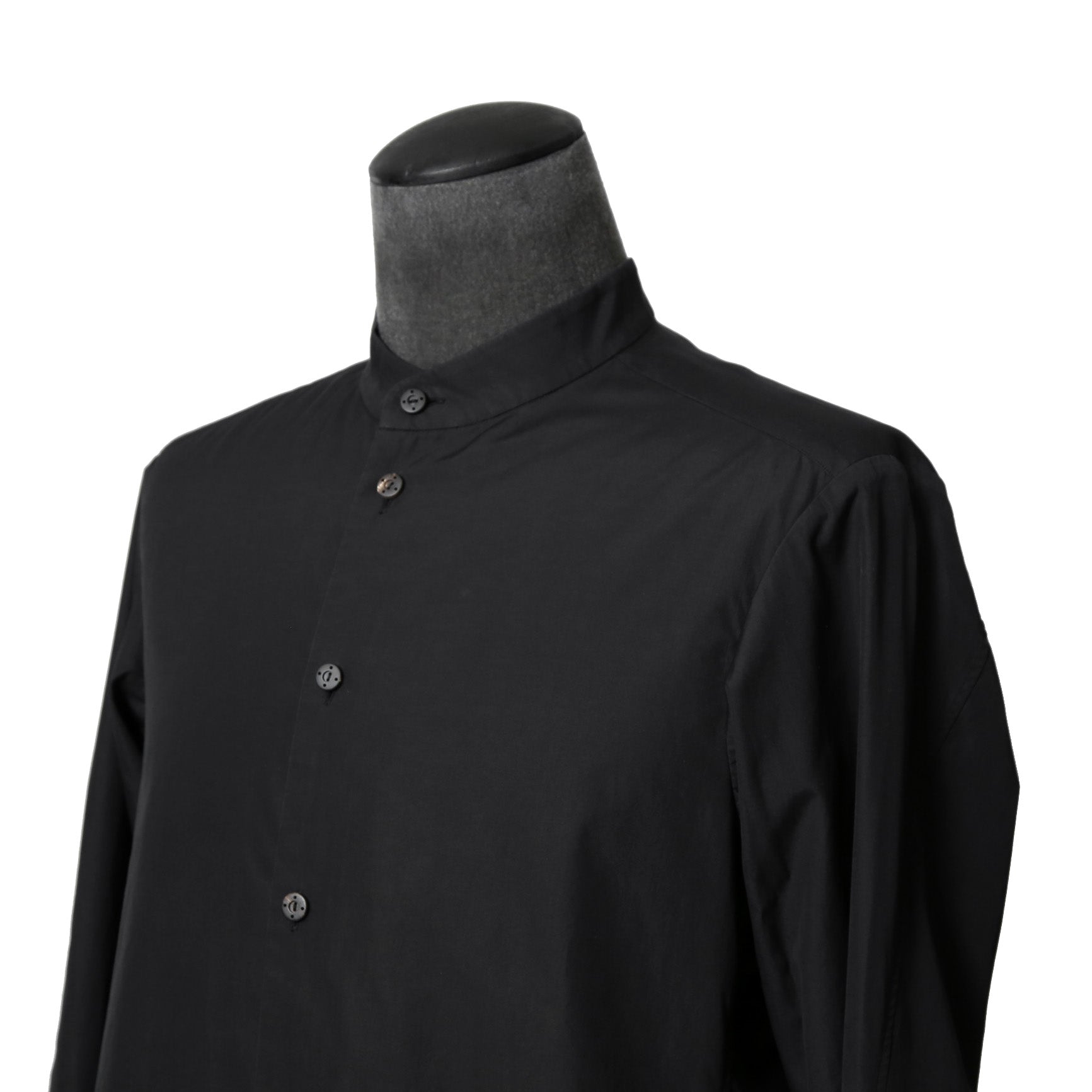 DEVOA デヴォア  / 23AW 美品 Mao Color Shirt 170/2 SUVIN cotton  / マオカラー 長袖シャツ / size 1 (BLACK)