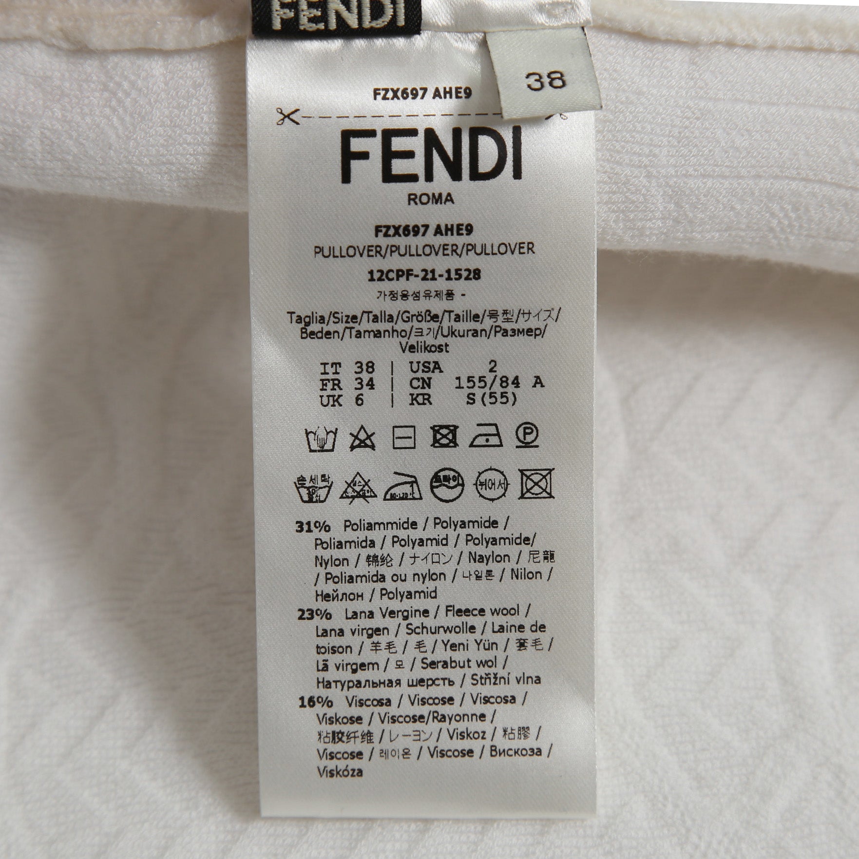 FENDI フェンディ /  21AW FFカリグラフィー ズッカ / ハイネックニット / カシミヤ混 / FZX697 AHE9 / size 38 (クリーム)  レディース