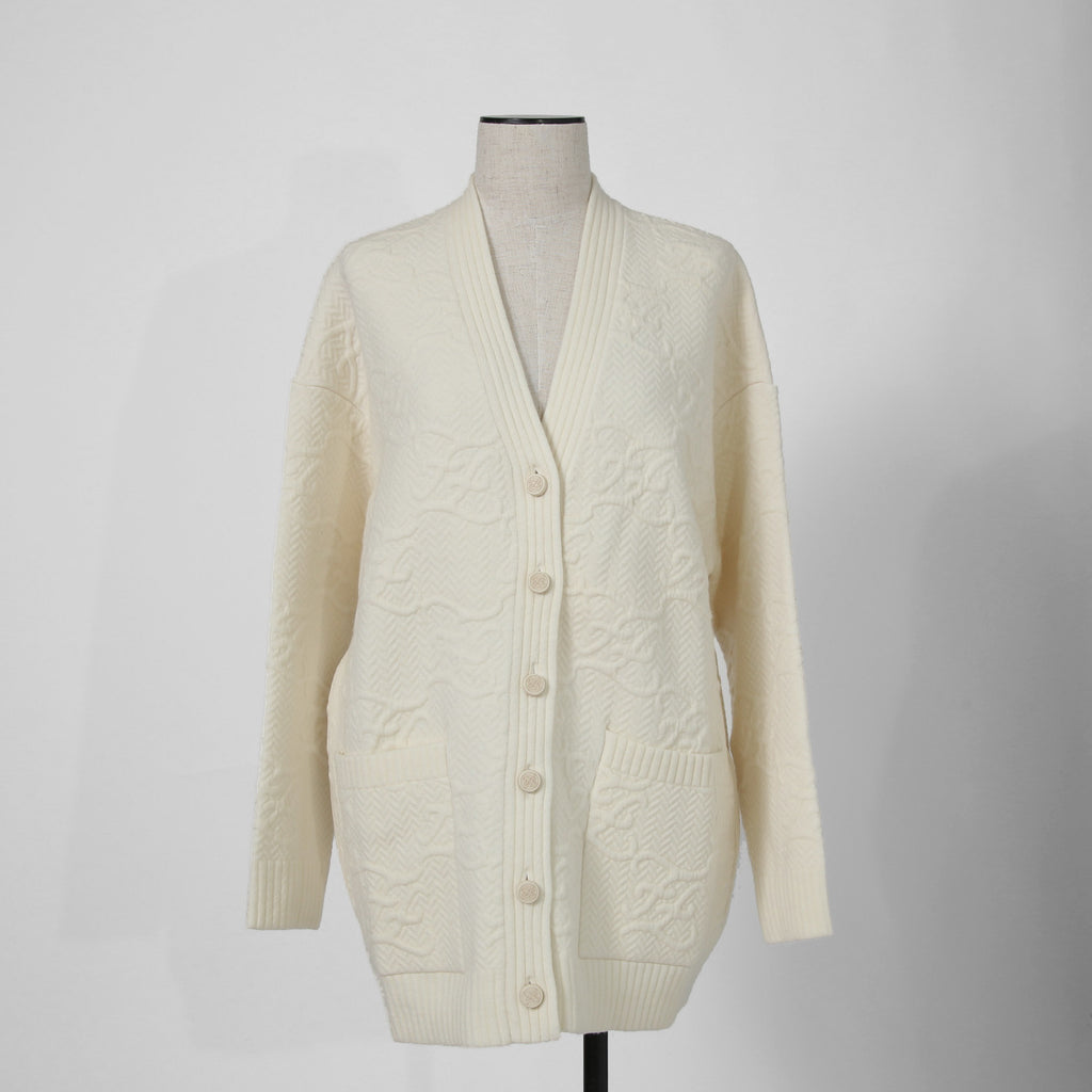 FENDI フェンディ /  21AW FFカリグラフィー ズッカ / ニット カーディガン / ウールカシミヤ / FZC888 AHE9 / size 38 (クリーム)  レディース