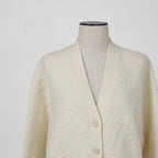 FENDI フェンディ /  21AW FFカリグラフィー ズッカ / ニット カーディガン / ウールカシミヤ / FZC888 AHE9 / size 38 (クリーム)  レディース