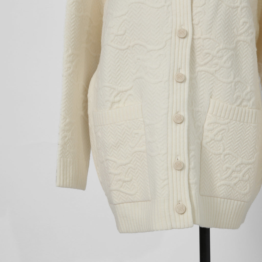 FENDI フェンディ /  21AW FFカリグラフィー ズッカ / ニット カーディガン / ウールカシミヤ / FZC888 AHE9 / size 38 (クリーム)  レディース