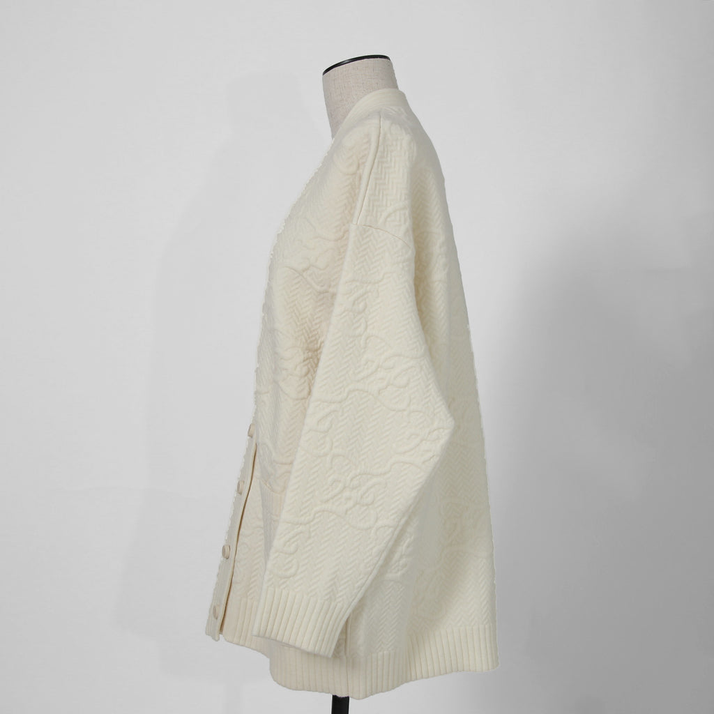 FENDI フェンディ /  21AW FFカリグラフィー ズッカ / ニット カーディガン / ウールカシミヤ / FZC888 AHE9 / size 38 (クリーム)  レディース