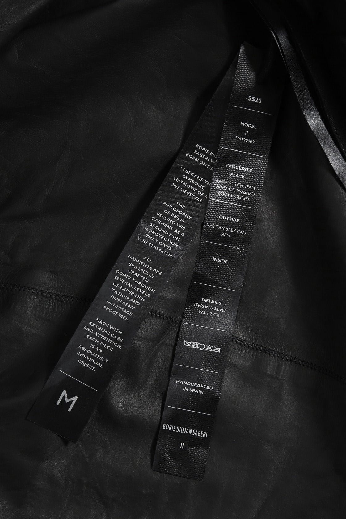 新品 BORIS BIDJAN SABERI / 20SS J1 Calf Reversible Leather Jacket / J1-FMM20009 / size M (BLACK) レザー ジャケット