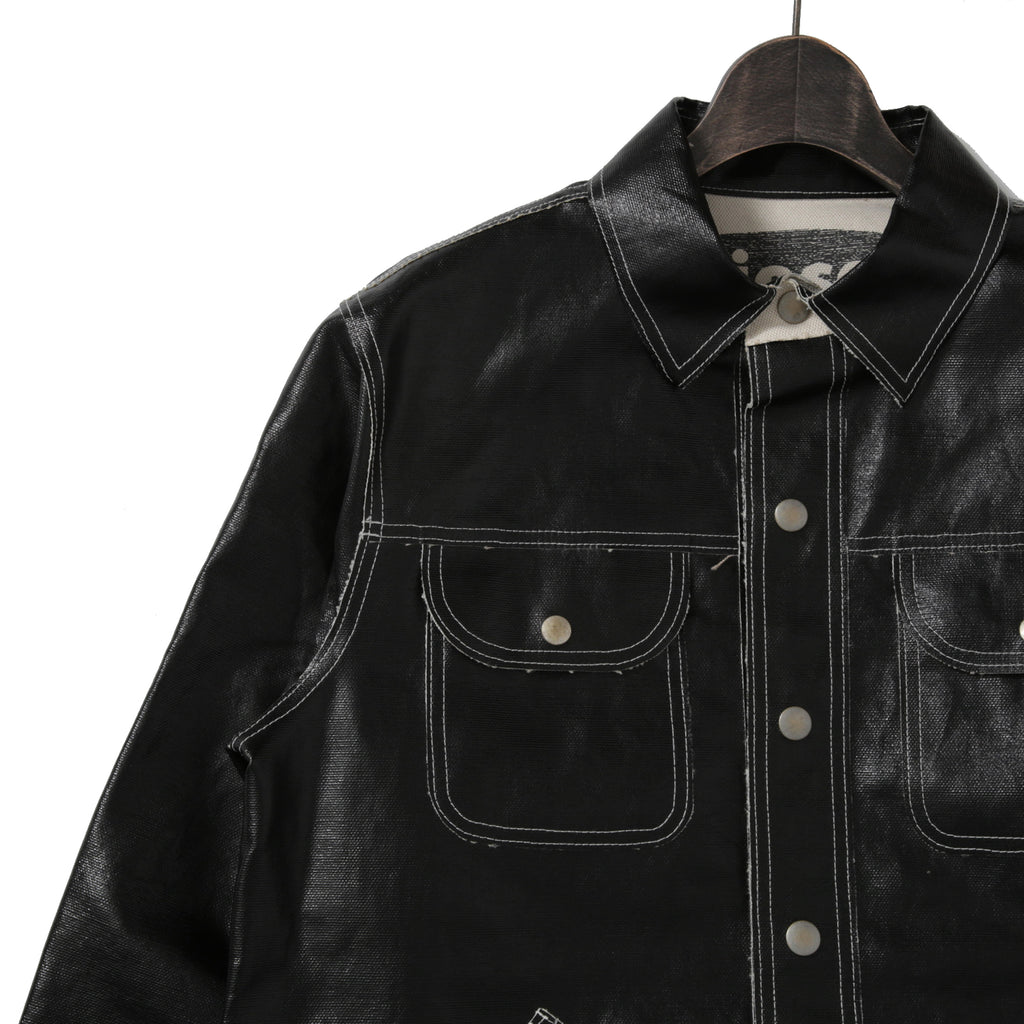 新品 現行デザイン DIESEL ディーゼル / オーバーサイズ PVCコーティング リバーシブル ジャケット J-Film-Rev size S 黒 コットン リネン DIESEL