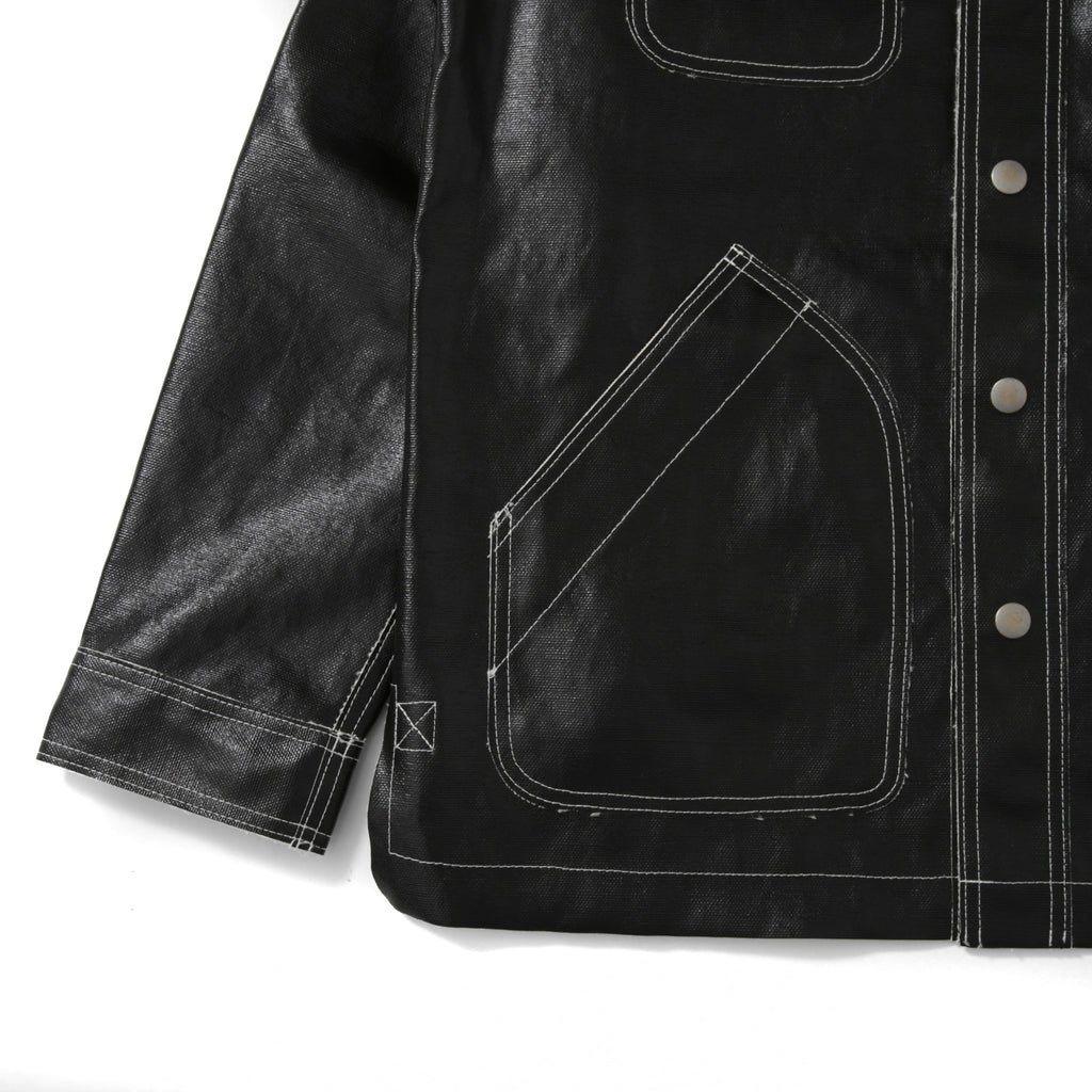 新品 現行デザイン DIESEL ディーゼル / オーバーサイズ PVCコーティング リバーシブル ジャケット J-Film-Rev size S 黒 コットン リネン DIESEL