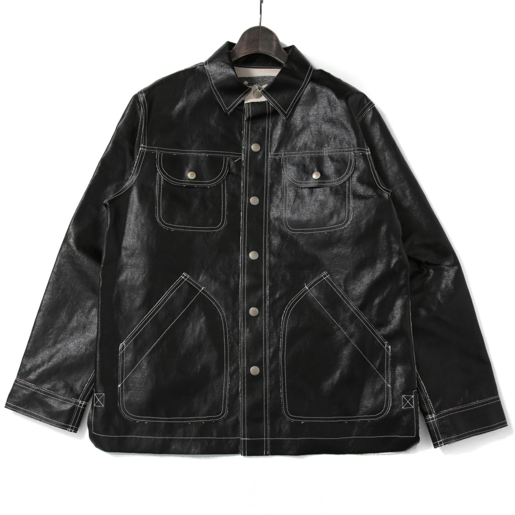 新品 現行デザイン DIESEL ディーゼル / オーバーサイズ PVCコーティング リバーシブル ジャケット J-Film-Rev size S 黒 コットン リネン DIESEL