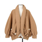 極上品 Louis Vuitton ルイヴィトン / 23年クルーズコレクション "look 4" / キャメルヘア パール コクーン ショートコート  / モノグラム裏地 / 1AAL1B / size 36 (キャメル)