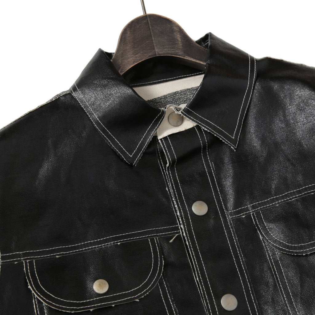 新品 現行デザイン DIESEL ディーゼル / オーバーサイズ PVCコーティング リバーシブル ジャケット J-Film-Rev size S 黒 コットン リネン DIESEL