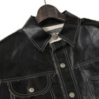 新品 現行デザイン DIESEL ディーゼル / オーバーサイズ PVCコーティング リバーシブル ジャケット J-Film-Rev size S 黒 コットン リネン DIESEL