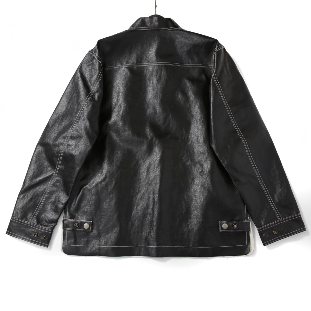 新品 現行デザイン DIESEL ディーゼル / オーバーサイズ PVCコーティング リバーシブル ジャケット J-Film-Rev size S 黒 コットン リネン DIESEL