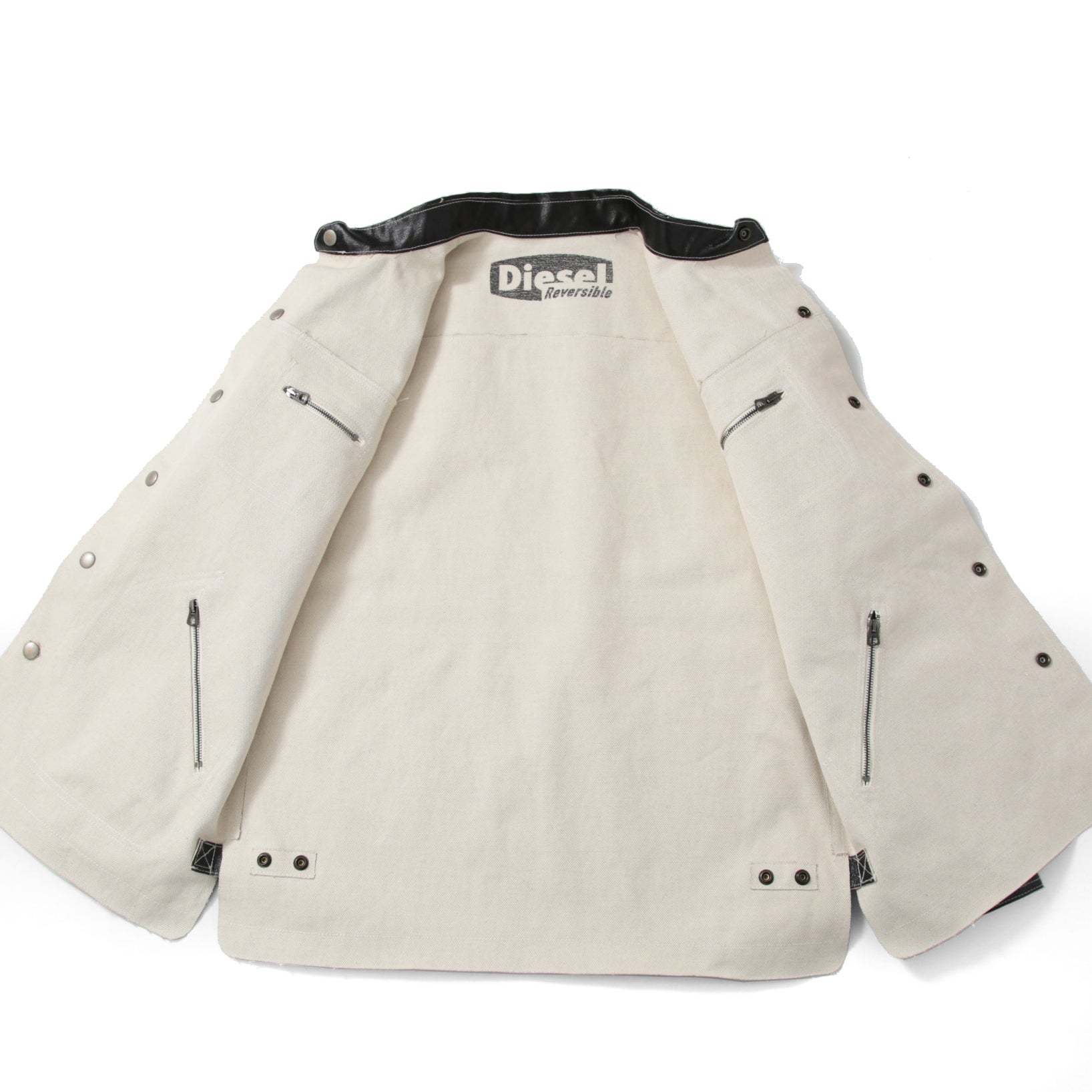 新品 現行デザイン DIESEL ディーゼル / オーバーサイズ PVCコーティング リバーシブル ジャケット J-Film-Rev size S 黒 コットン リネン DIESEL