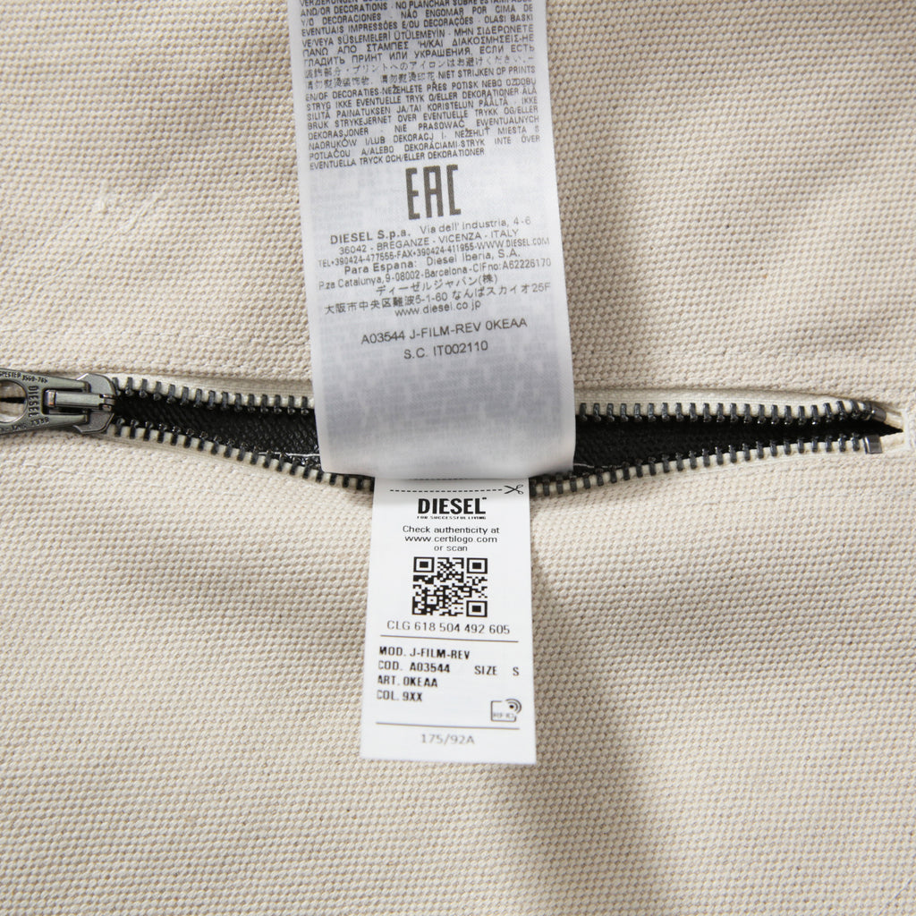 新品 現行デザイン DIESEL ディーゼル / オーバーサイズ PVCコーティング リバーシブル ジャケット J-Film-Rev size S 黒 コットン リネン DIESEL