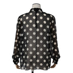 新品 CELINE セリーヌ 定価 22.5万 / 2024年 春夏 シルク100 オーバーターンドカラー ブラウス / ドット柄 / size 40 (黒×白)