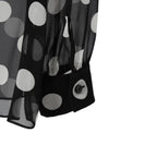 新品 CELINE セリーヌ 定価 22.5万 / 2024年 春夏 シルク100 オーバーターンドカラー ブラウス / ドット柄 / size 40 (黒×白)