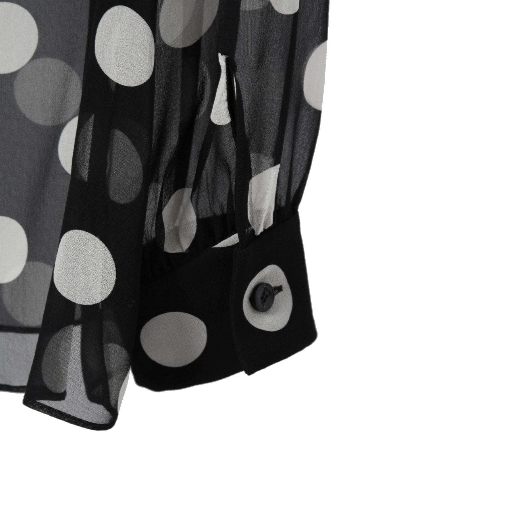 新品 CELINE セリーヌ 定価 22.5万 / 2024年 春夏 シルク100 オーバーターンドカラー ブラウス / ドット柄 / size 40 (黒×白)