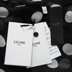 新品 CELINE セリーヌ 定価 22.5万 / 2024年 春夏 シルク100 オーバーターンドカラー ブラウス / ドット柄 / size 40 (黒×白)