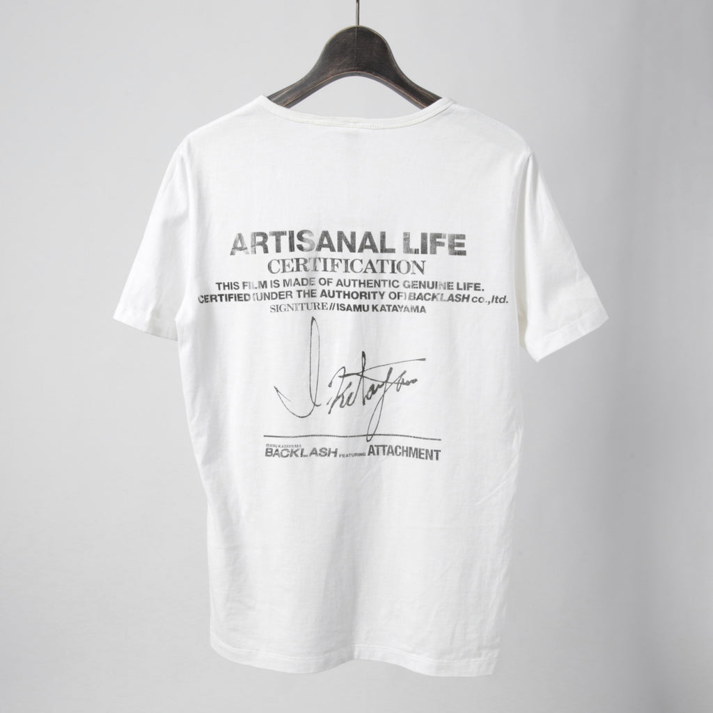イサムカタヤマバックラッシュ × ATTACHMENT コラボ / クロコライダース プリント Tシャツ / size M (WHITE)