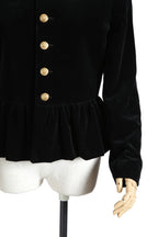 美品 CELINE セリーヌ / 21AW エディ期 Chasseur Jacket ベルベット シャスール ジャケット 2V81D226D / size 38 黒 国内正規品 レディース