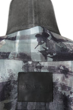 美品 イサムカタヤマバックラッシュ / フラワーチェックプリント シープレザー オープンカラー 半袖シャツ / size M (WHITE×BLACK×GRAY)