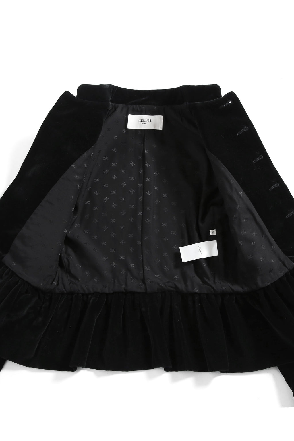 美品 CELINE セリーヌ / 21AW エディ期 Chasseur Jacket ベルベット シャスール ジャケット 2V81D226D / size 38 黒 国内正規品 レディース