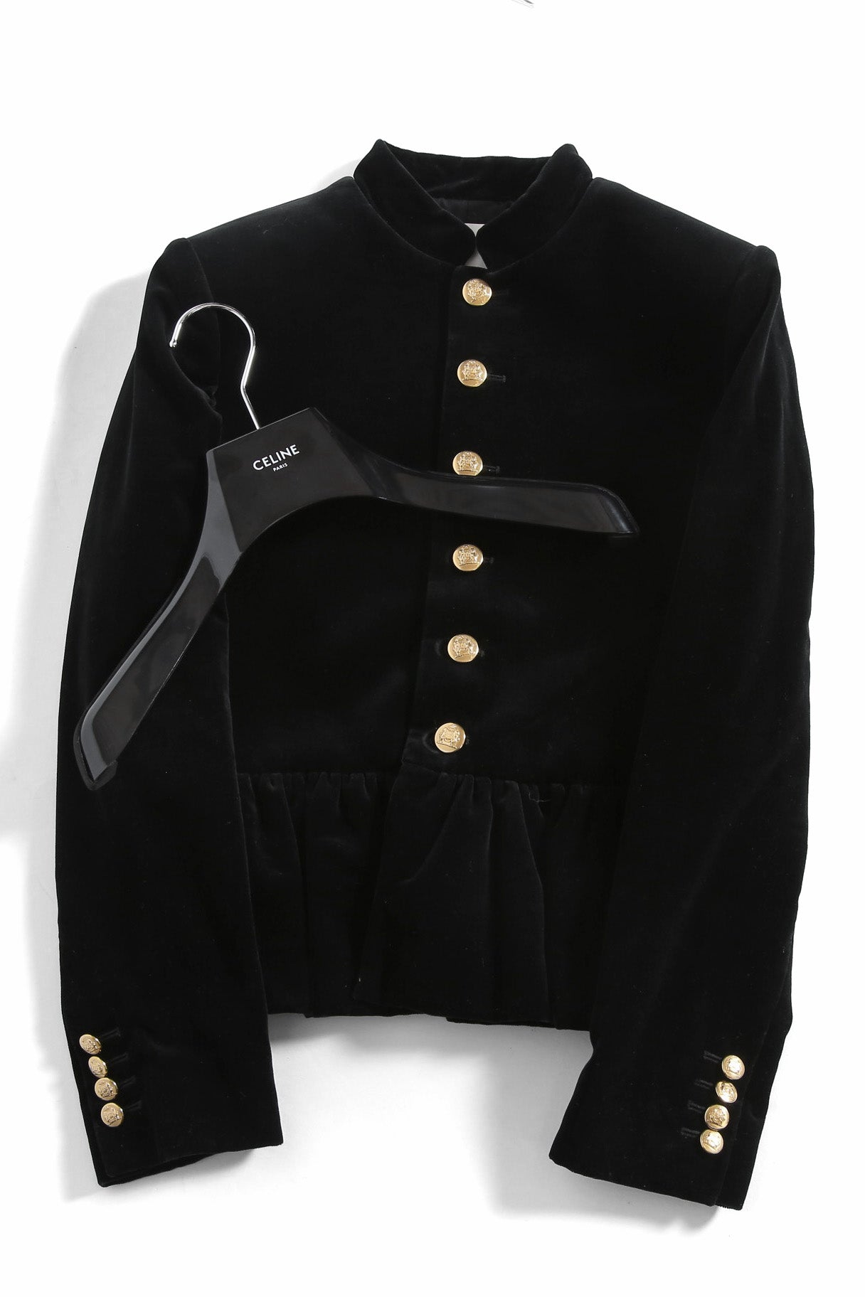 美品 CELINE セリーヌ / 21AW エディ期 Chasseur Jacket ベルベット シャスール ジャケット 2V81D226D / size 38 黒 国内正規品 レディース