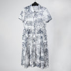 25年 新作 定価68万 美品 Christian Dior ディオール / ミディ シャツ ドレス / トワル ドゥ ジュイ / コットンモスリン / size 40 WHITE