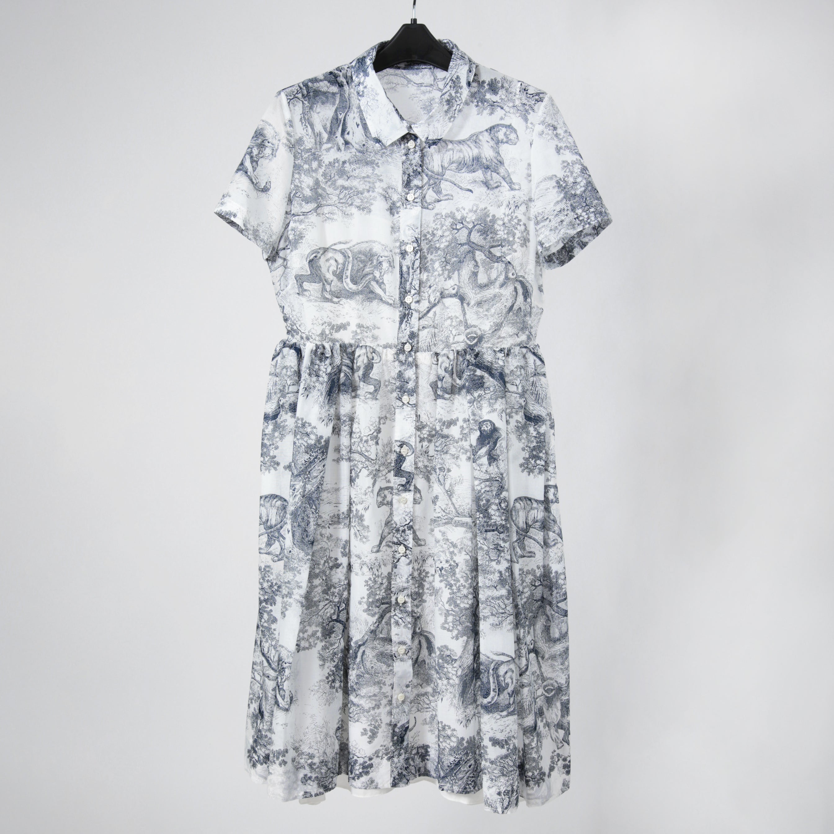25年 新作 定価68万 美品 Christian Dior ディオール / ミディ シャツ ドレス / トワル ドゥ ジュイ / コットンモスリン / size 40 WHITE
