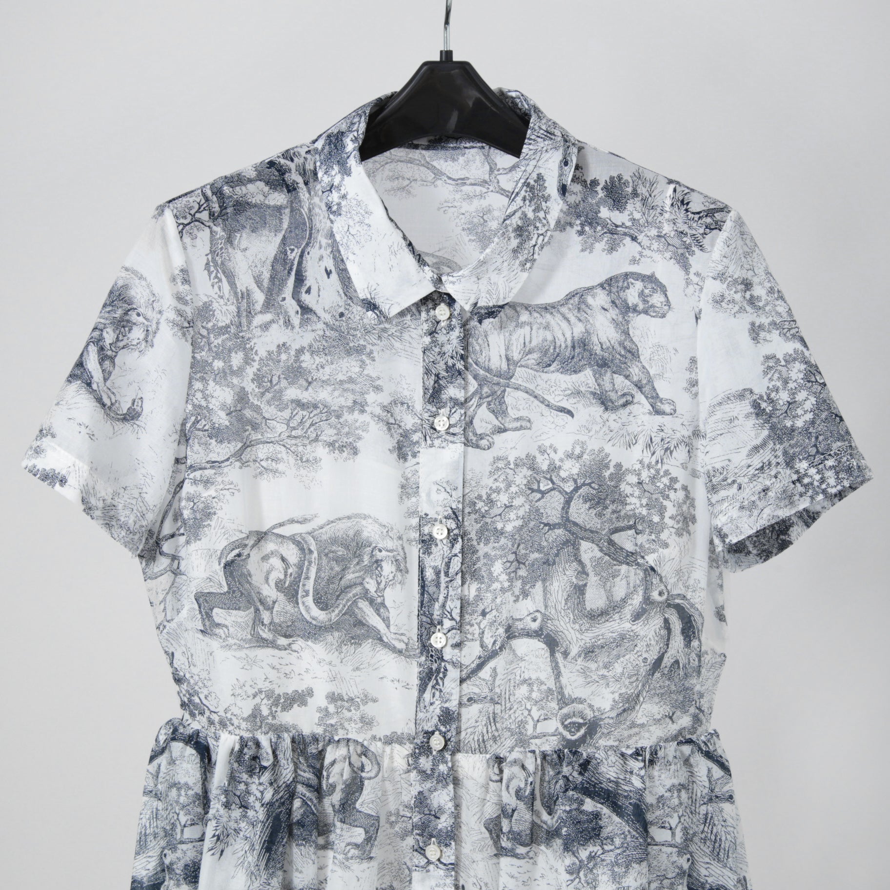 25年 新作 定価68万 美品 Christian Dior ディオール / ミディ シャツ ドレス / トワル ドゥ ジュイ / コットンモスリン / size 40 WHITE