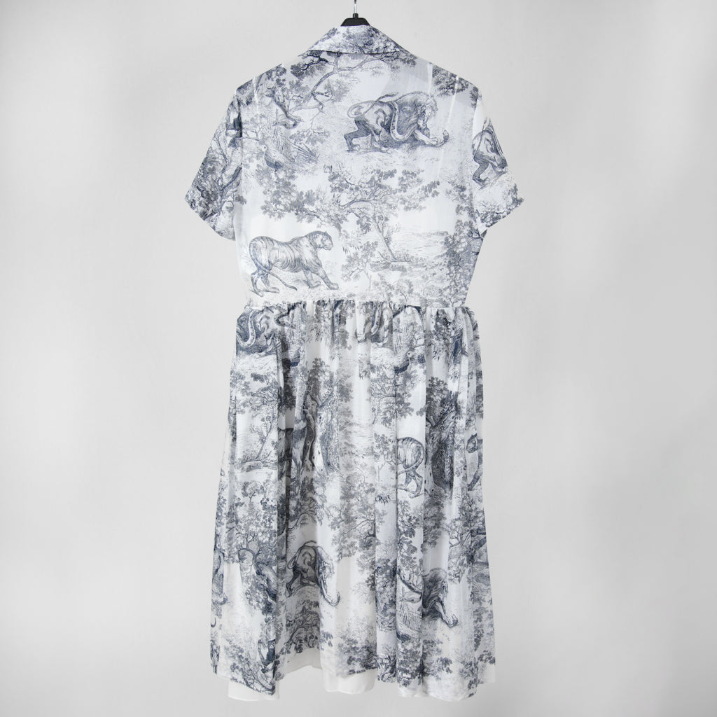 25年 新作 定価68万 美品 Christian Dior ディオール / ミディ シャツ ドレス / トワル ドゥ ジュイ / コットンモスリン / size 40 WHITE