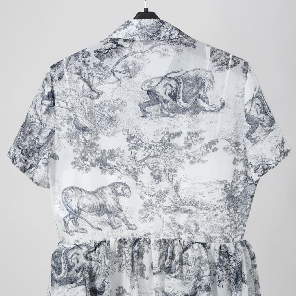 25年 新作 定価68万 美品 Christian Dior ディオール / ミディ シャツ ドレス / トワル ドゥ ジュイ / コットンモスリン / size 40 WHITE